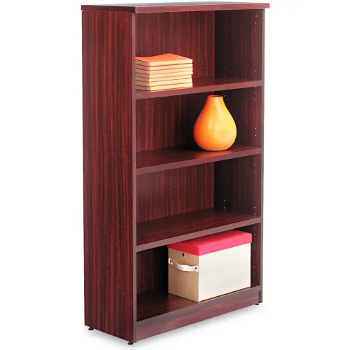 Alera Bookcase with 4 Shelves - 31-3/4"W x 14"D x 55"H - Mahogany - Valencia Series