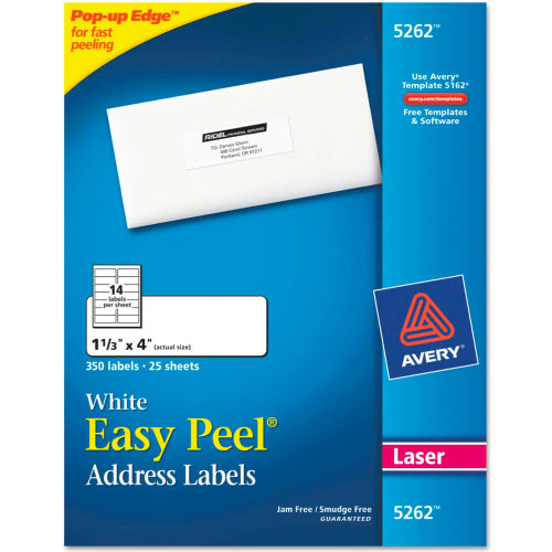 Avery® Easy Peel Laser Address Labels, 11/3 x 4, White, 350/Pack