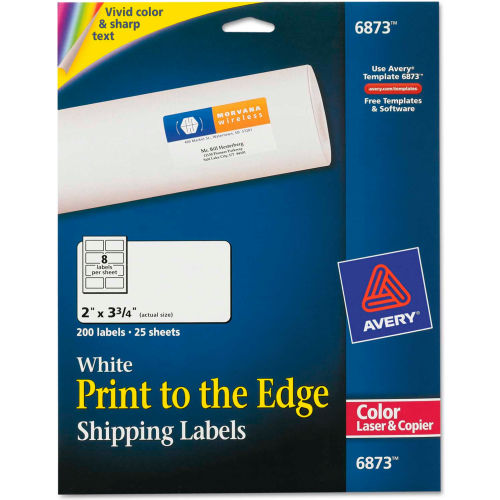 Avery&#174; Shipping Labels for Color Laser & Copier, 2 x 3-3/4, Matte White, 200/Pack