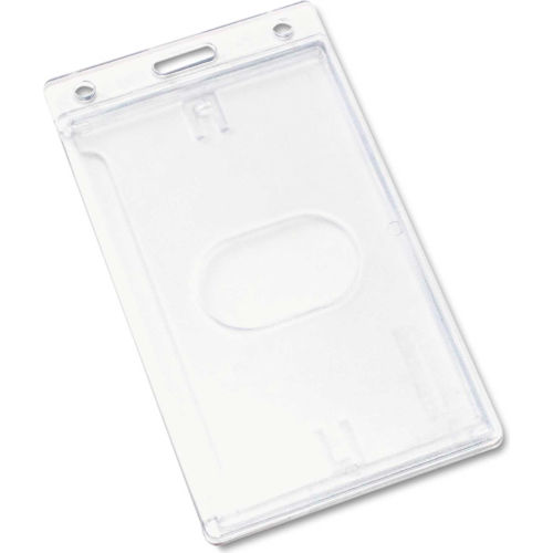 Advantus&#174; Frosted Rigid Badge Holder, 3-3/8" x 2-1/8", Clear, Vertical, 25/BX