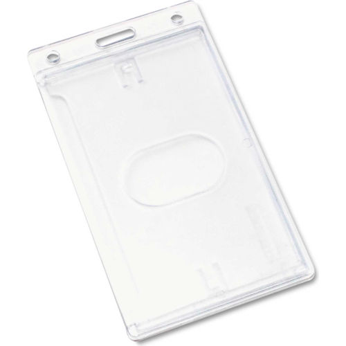 Advantus® Frosted Rigid Badge Holder, 3-3/8" x 2-1/8", Clear, Vertical, 25/BX
