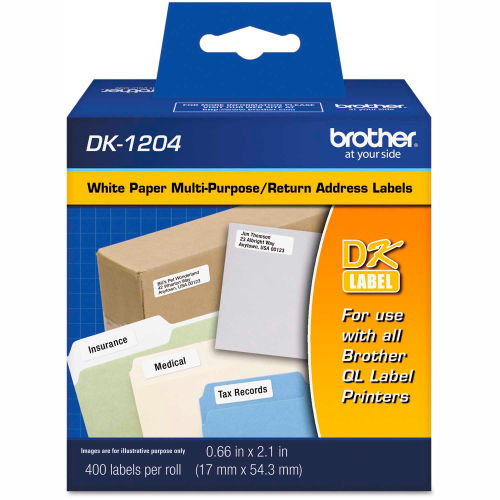 Brother® DieCut Multipurpose Labels, .66" x 2.1", White, 400/Roll