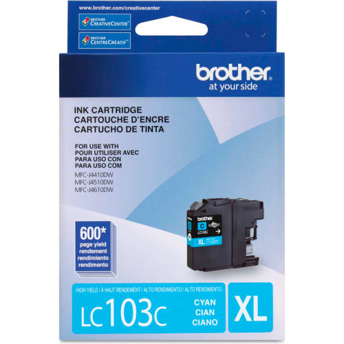 Brother&#174; LC103C, LC-103C, Innobella High-Yield Ink, 600 Page-Yield, Cyan