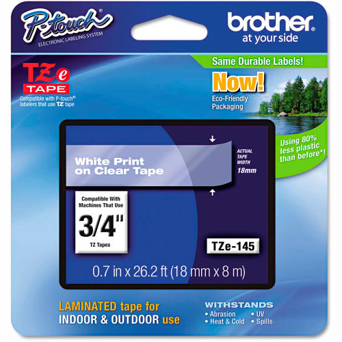 Brother&#174; P-Touch&#174; TZe Labeling Tape, 3/4&quot;W, White on Clear