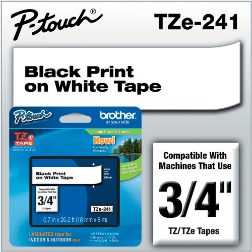 Brother® P-Touch® Tze Labeling Tape, 3/4"W, Black on White