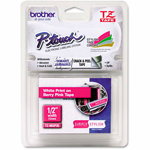Brother® P-Touch® TZ Labeling Tape, 1/2" x 16.4 ft., White/Berry Pink