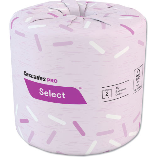Cascades PRO Select Standard Bath Tissue, 2-Ply, White, 4 x 3, 500 Sheets/Roll, 96 Rolls/Carton