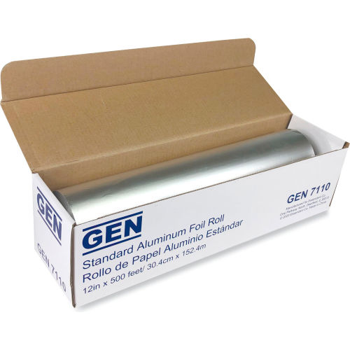 GEN Standard Aluminum Foil Roll, 500'L x 12&quot;W, Silver, Pack of 6