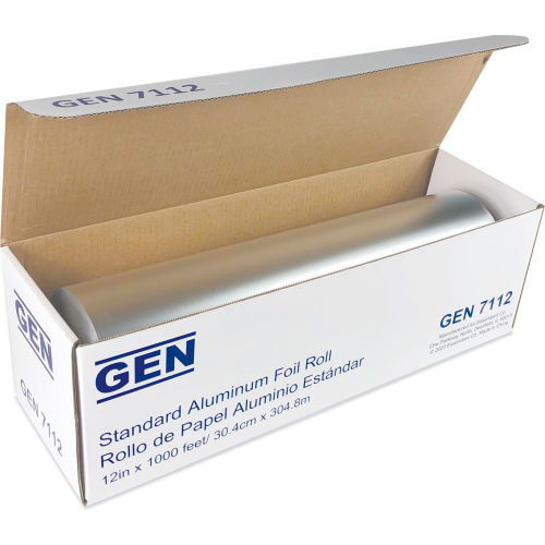 GEN Standard Aluminum Foil Roll, 1000'L x 12&quot;W, Silver, Pack of 6