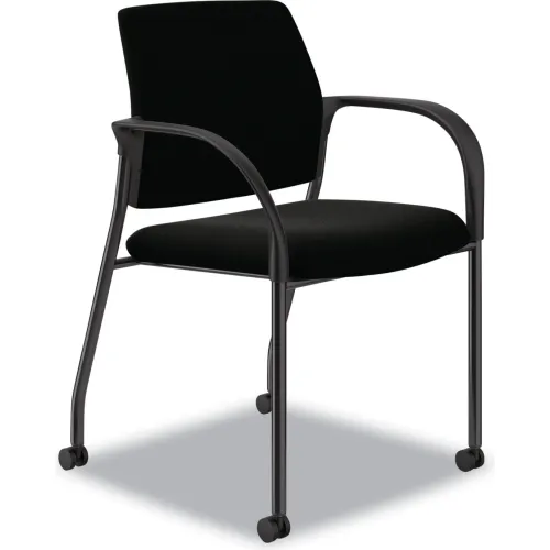 HON® Ignition® Guest Chair with Loop Arms & Casters, Polyurethane Seat