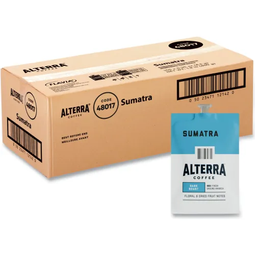 Alterra Sumatra Coffee Freshpack, Sumatra, 0.3 oz Pouch, 100/Carton Alterra Sumatra Coffee Freshpack, Sumatra, 0.3 oz Pouch, 100/Carton