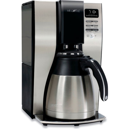 Mr. Coffee® Thermal Programmable Coffee Maker, Stainless Steel, 10 Cups, Black