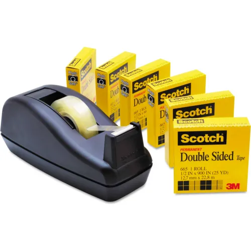 Scotch® 665 Double-Sided Tape with C40 Dispenser, 1/2 x 900, 6/Pack