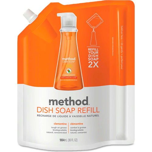 Method Manual Dish Detergent Liquid, Clementine, 36 oz. Pouch - 01165