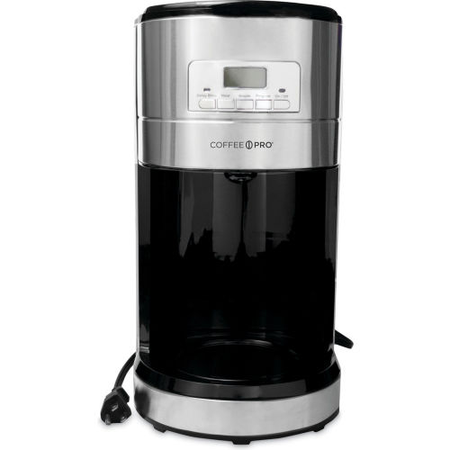 Coffee Pro Home & Office Euro Style Coffee Maker, Stainless Steel, 12 Cups, Black