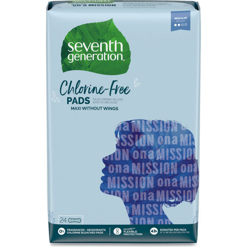 Seventh Generation®, ChlorineFree Maxi Pads, Regular, 24/Pack, 6 Packs
