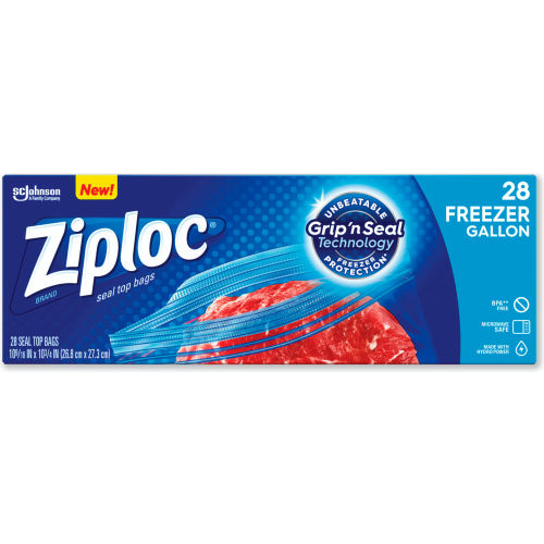 Ziploc® DRACB003820BX Double Zipper Freezer Bags,Plastic,1 gal,2.7 mil,Clear,30/Box
