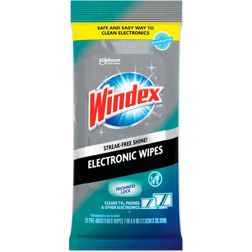 Windex® Electronics Cleaner, 7 x 10, Neutral Scent, 25 Wipes