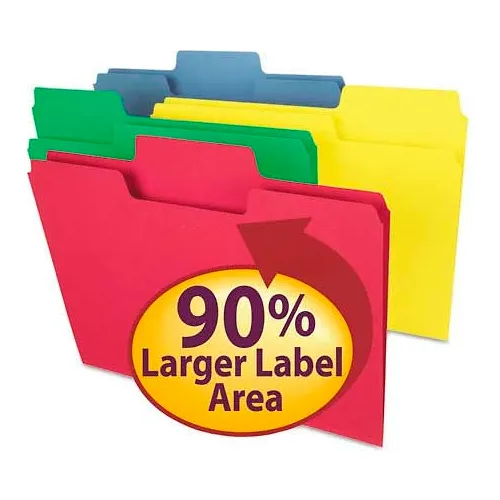 Smead® SuperTab Colored File Folders, 1/3 Cut, Letter, Assorted, 100/Box
