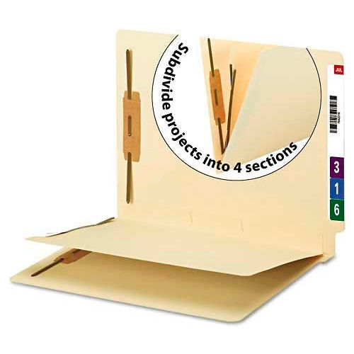 Smead® Manila End Tab Classification Folder, 1 divider, Straight Cut Tab, 50/BX