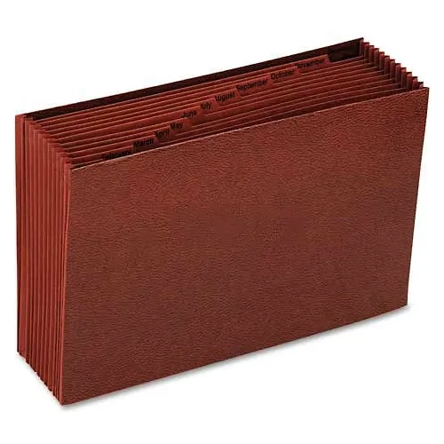 Smead® JanDec Open Accordion Expanding File, 12 Pocket, Legal, LeatherLike Redrope