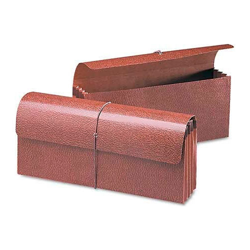 Smead® 31/2" Accordion Expansion Wallets, 12 x 5, LeatherLike Redrope