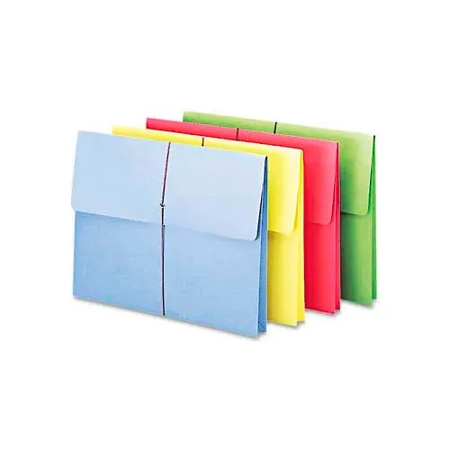 Smead® 2" Accordion Expansion Wallet, Elastic Cord, Ltr, Blue/Green/Red