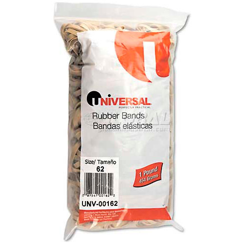 Universal&#174; Rubber Bands, Size 62, 2-1/2 x 1/4, 490 Bands/1lb Pack