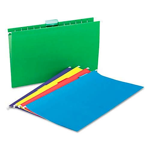 Universal® Hanging File Folders, 1/5 Tab, 11 Point, Legal, Assorted Colors, 25/Box