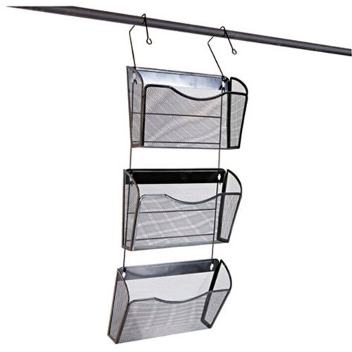 Universal One Mesh Three-Pack Wall Files with Hanger, Letter, Black