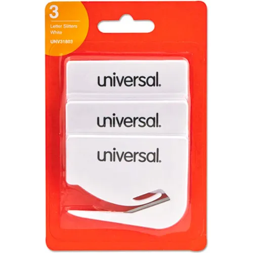 Universal Letter Slitter Hand Letter Opener w/Concealed Blade 2 1/2 inch White 3/Pack