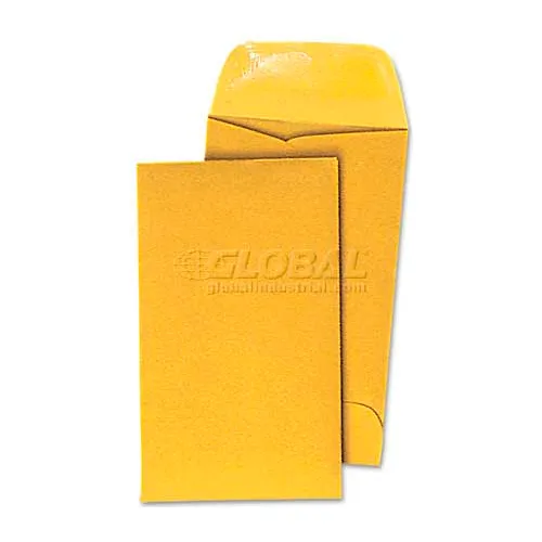 Universal® Gummed Coin Envelopes, 3, 41/4"W x 21/2"H, Kraft, 500/Pack