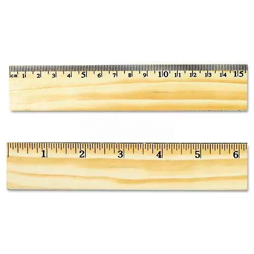 Universal Flat Wood Ruler w/Double Metal Edge, 12, Clear Lacquer Finish
