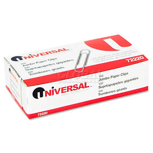 Universal&#174; Smooth Paper Clips, Wire, Jumbo, Silver, 100/Box