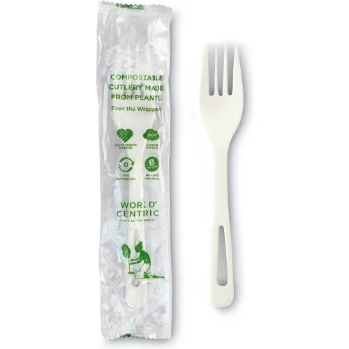 Eco-Products Dispensable Plastic Forks, Compostable, White, Pack