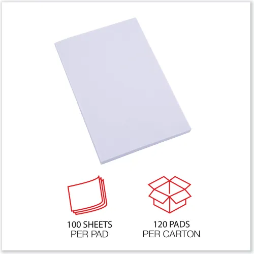 Scratch Pads, Unruled, 4 X 6, White, 100-Sheet Pads, 12 Pack