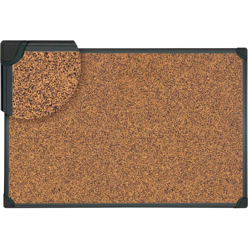 Universal&#174; Tech Cork Board - 36" x 24" - Rubber-Cork Surface with Black Plastic Frame