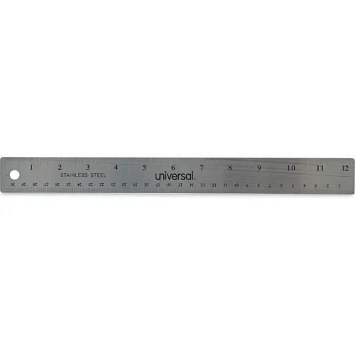 Stainless Steel Ruler with Cork Back and Hanging Hole, Standard/Metric, 12 Stainless Steel Ruler with Cork Back and Hanging Hole, Standard/Metric, 12