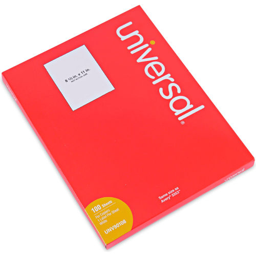 Universal® Copier Mailing Labels, Copiers, 8.5 x 11, White, 100/Box