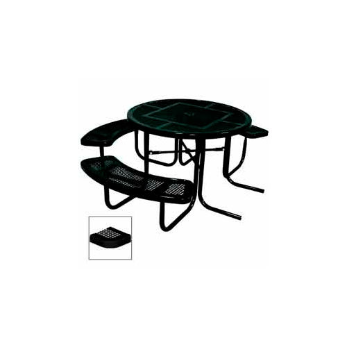 46" Round Picnic Table, ADA Compliant, Perforated Metal, Black