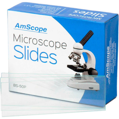 AmScope BS-50P 50 pcs. Blank Microscope Slides with Ground Edges, Pre-cleaned