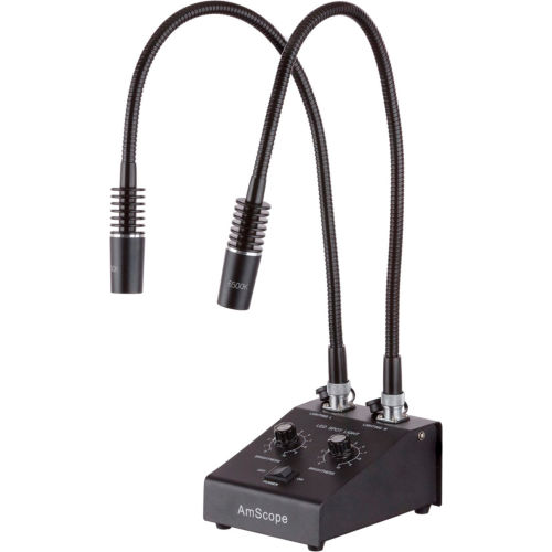 AmScope LED-11C Powerful LED Dual Gooseneck Microscope Illuminator Light