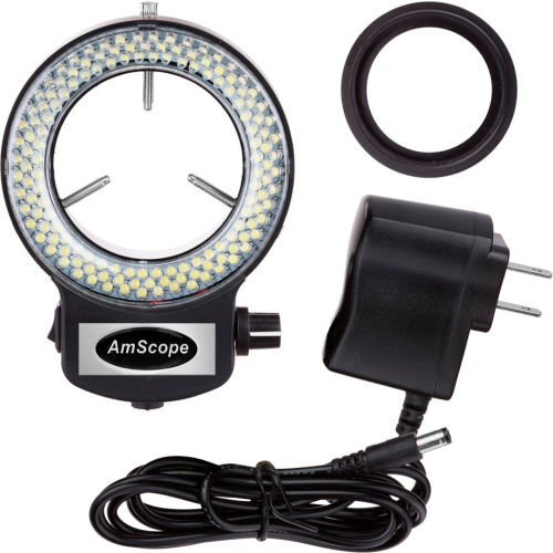 AmScope LED-144B-ZK LED Adjustable Compact Microscope Ring Light with Adapter