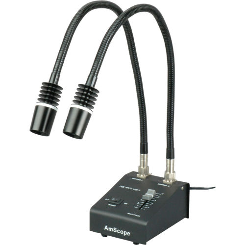 AmScope LED-6W Powerful 6-Watt LED Dual Gooseneck Illuminator