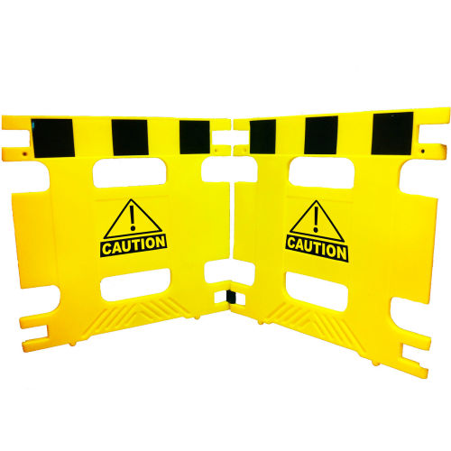 Folding Plastic Barricade Set Of 2 Panels Open 74"L X 36"H X 1-1/4" Thick