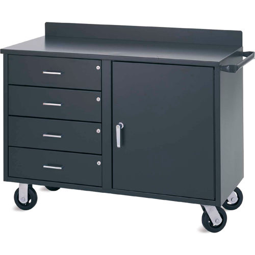 Valley Craft Vari Tuff Mobile Utility Cabinet, 4 Drawers/1 Door, Shelf ...