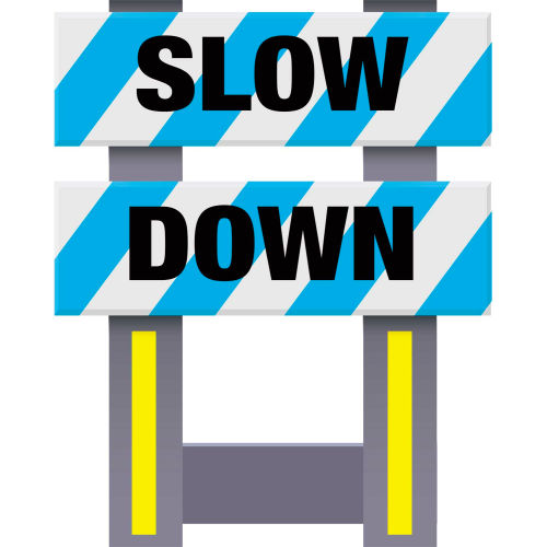 Folding Safety Barricade, Blue, Slow Down