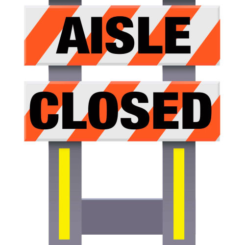 Folding Safety Barricade, Orange, Aisle Closed