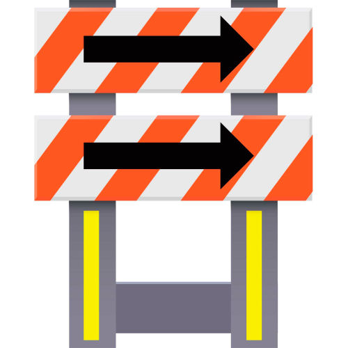 Folding Safety Barricade, Orange, Right Arrows