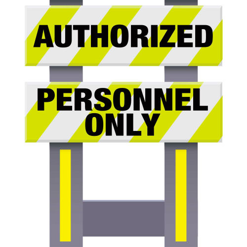 Folding Safety Barricade, Vibrant Yellow, Authorized Personnel